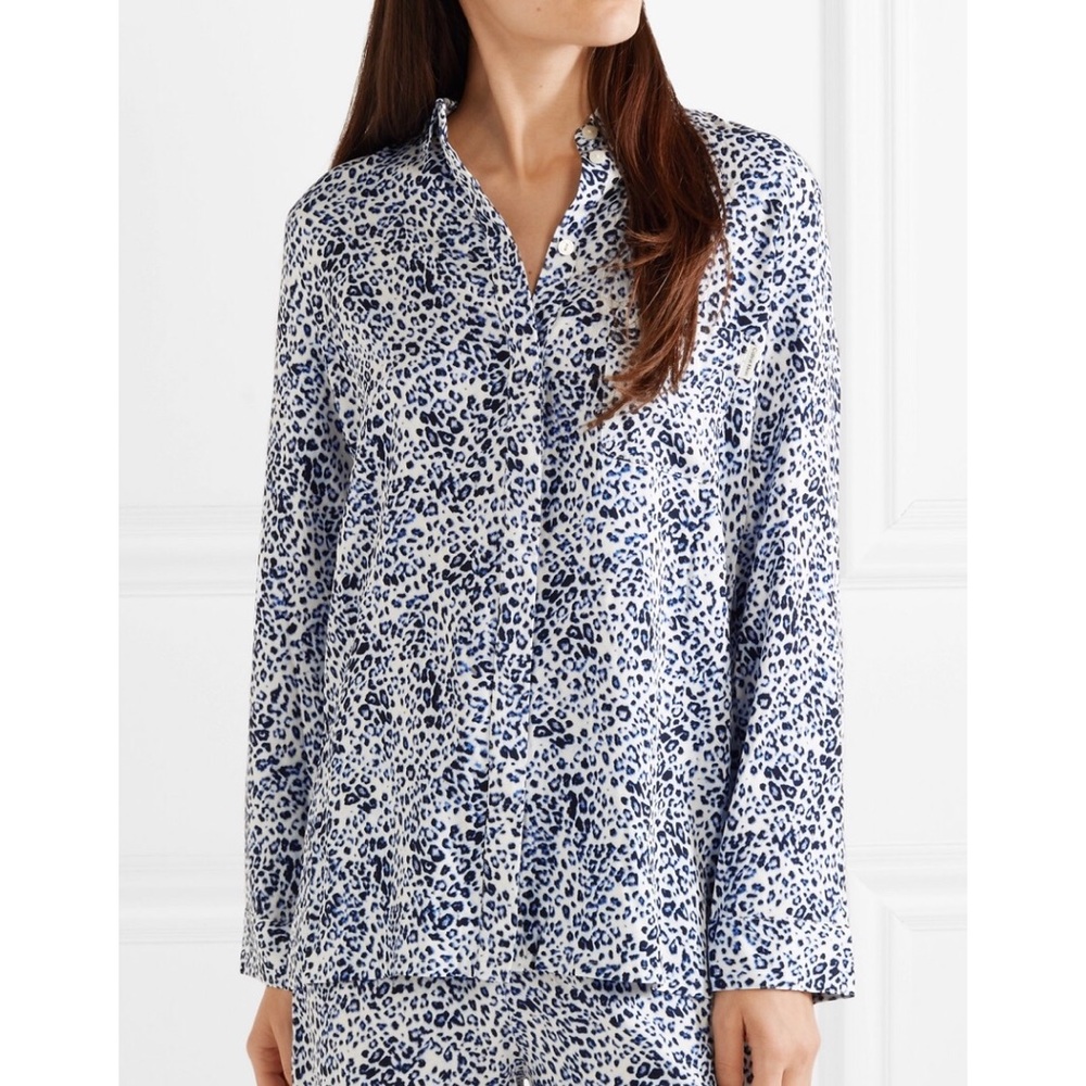 NWT Calvin Klein PJ’s Leopard-Print Voile Shirt